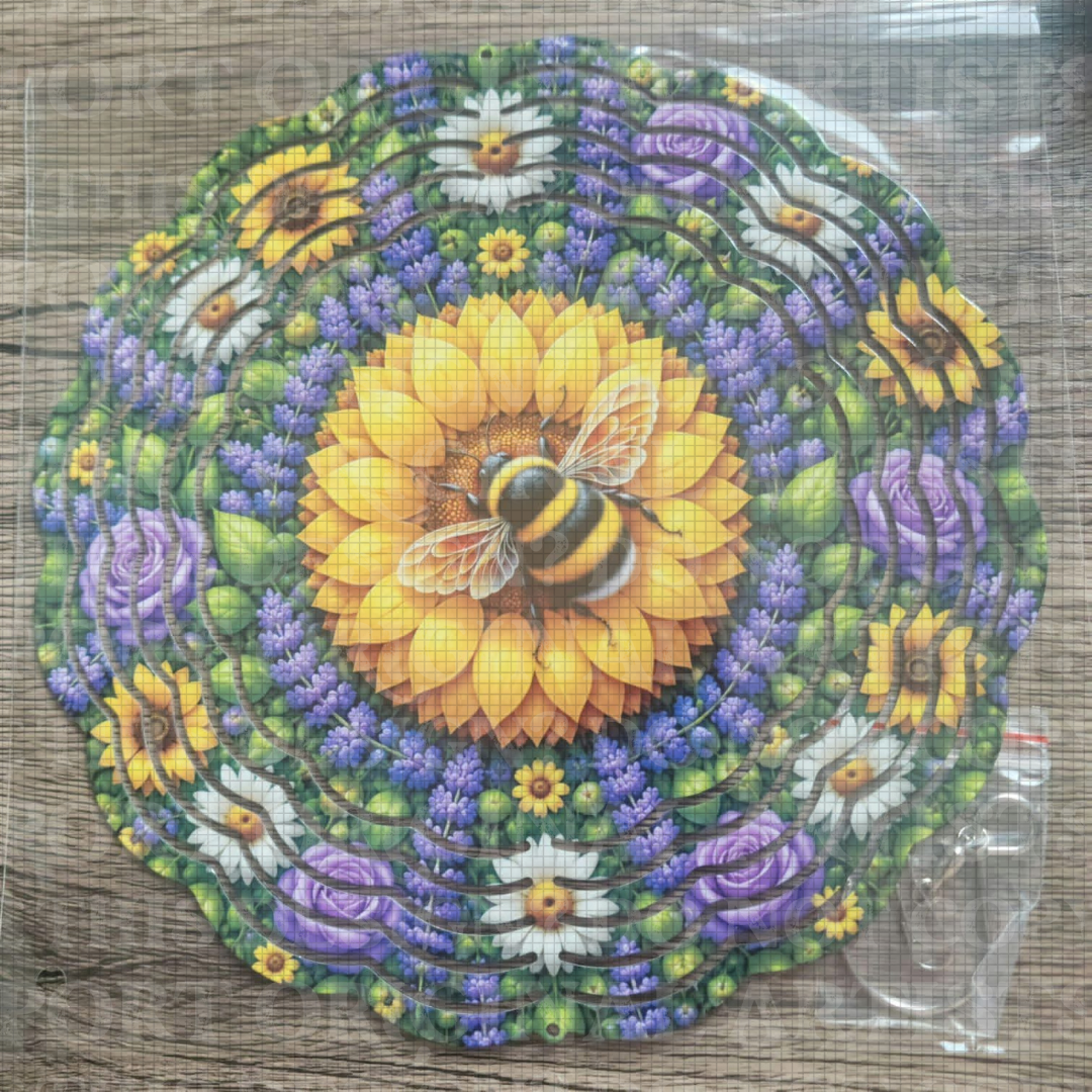 Floral Bumblebee Lover 8 Inch Sublimated Wind Spinner