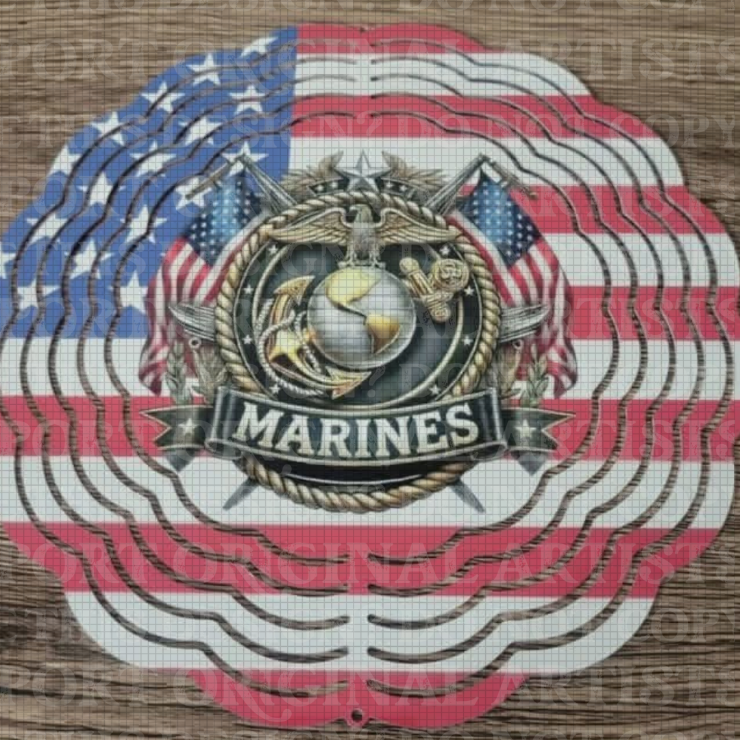 Red White And Blue Marines 8 Inch Sublimated Wind Spinner