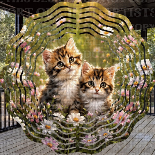 Whiskers & Wildflowers 8 Inch Sublimated Wind Spinner