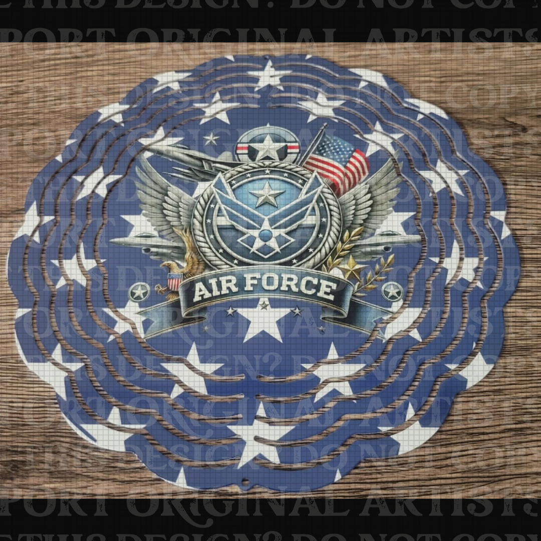 Air Force Blue Stars 8 Inch Sublimated Wind Spinner