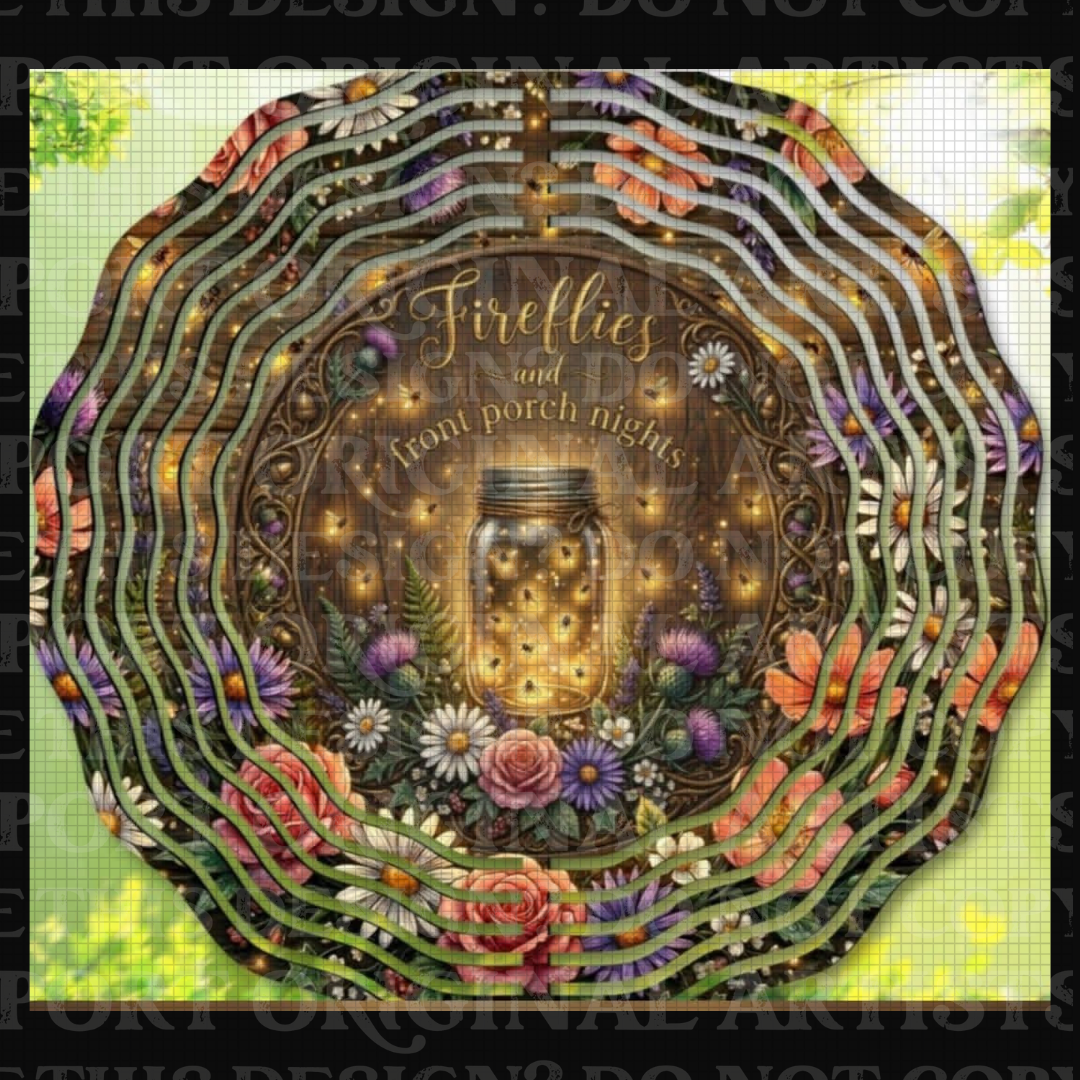 Fireflies And Front Porch Nights 8 Inch Sublimated Wind Spinner
