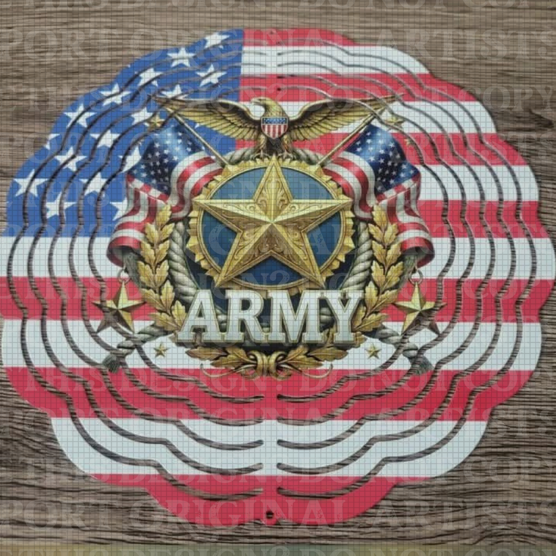 Red White And Blue Army #2 8 Inch Sublimated Wind Spinner