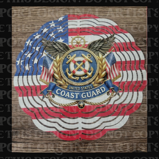 Coast Guard American Flag 8 Inch Sublimated Wind Spinner