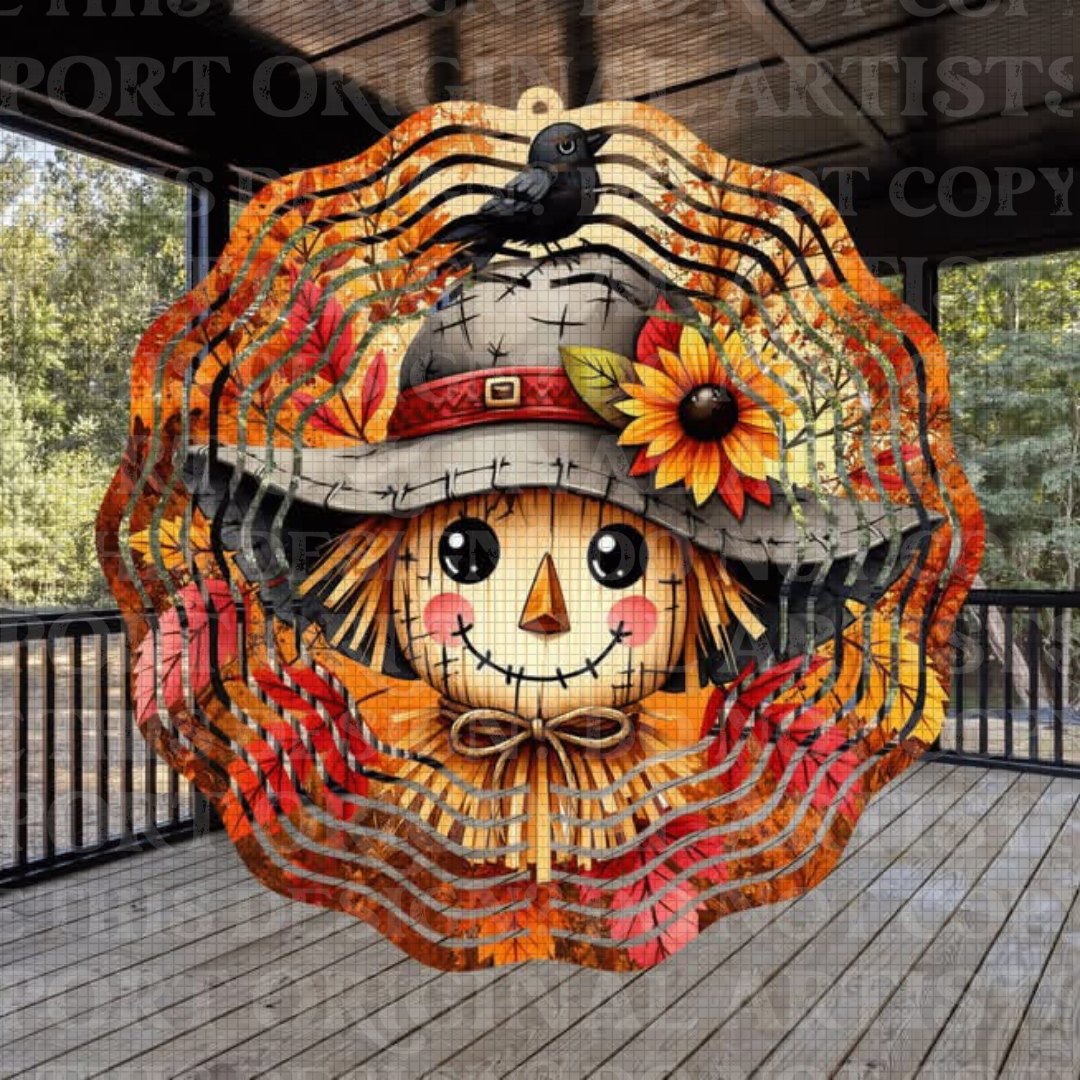 Fall Scarecrow 8 Inch Sublimated Wind Spinner