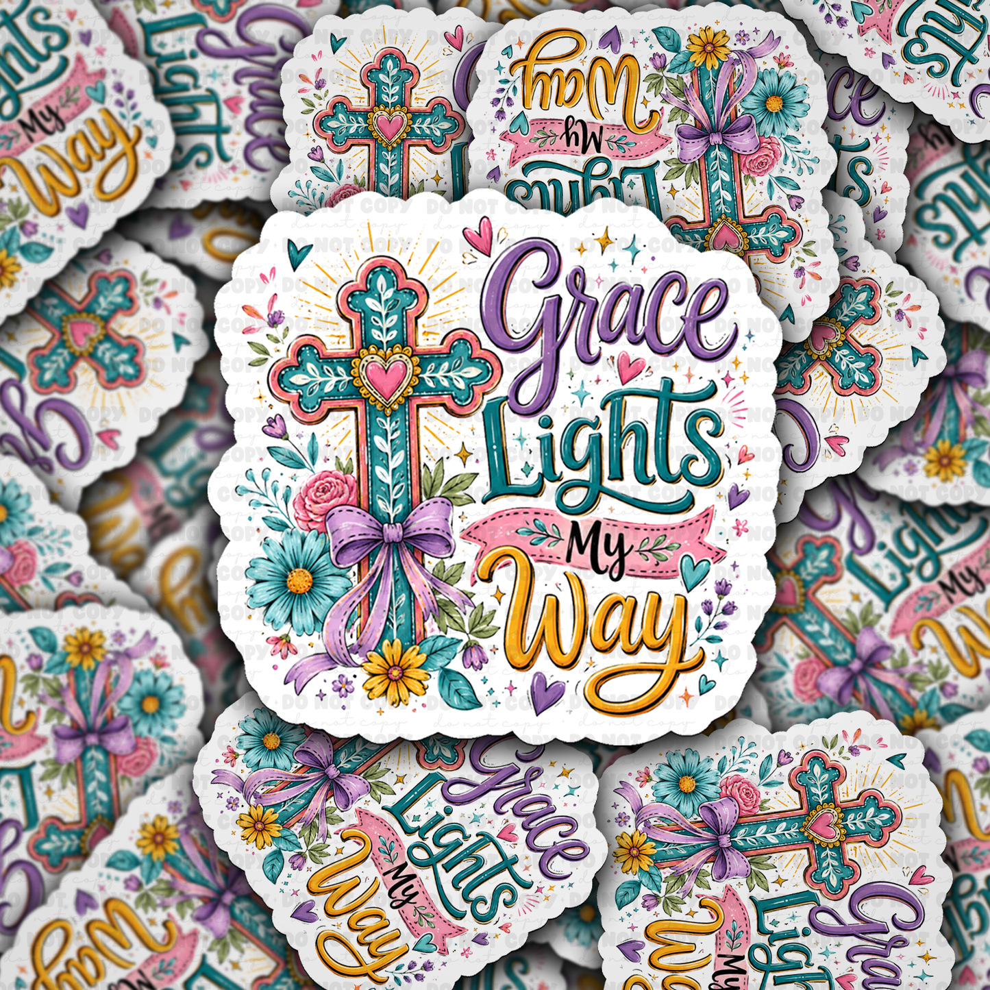 Grace Lights My Way Vinyl Die-Cut Sticker