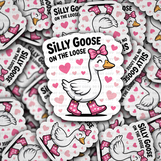Silly Goose On The Loose Cute Goose Sticker